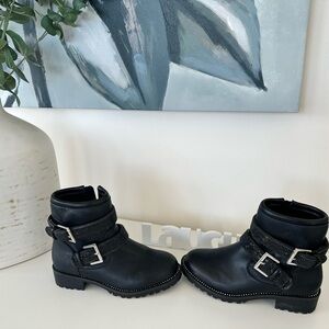 Black Ankle Boots with Buckle Detail